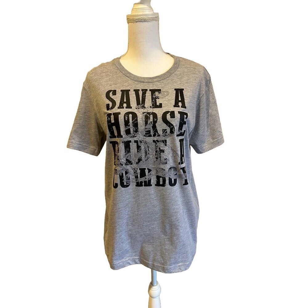 NEW Save A Horse Ride A Cowboy T-Shirt Unisex M Canvas Brand Gray